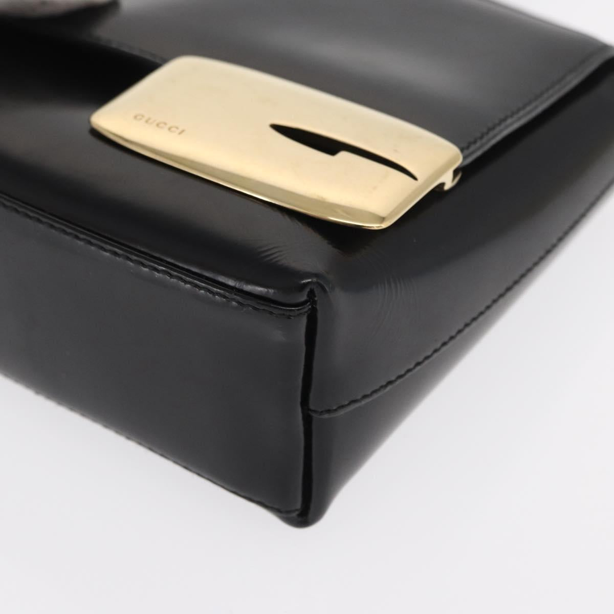 GUCCI Shoulder Bag Patent leather Black Gold 007 3444 0282 Auth bs33025