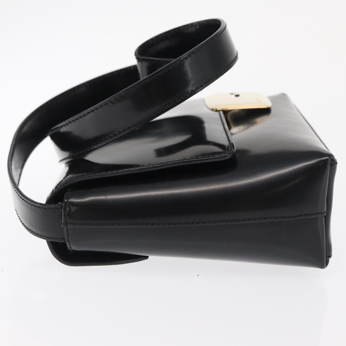 GUCCI Shoulder Bag Patent leather Black Gold 007 3444 0282 Auth bs33025