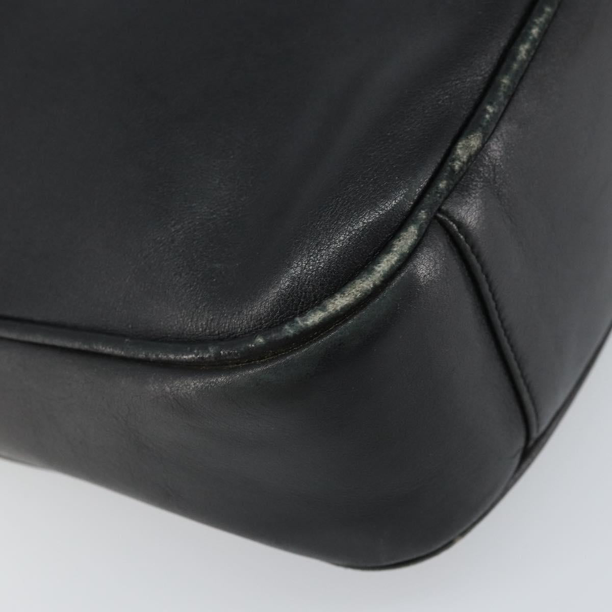 GUCCI Bamboo Hand Bag Leather Black Gold Auth bs33028
