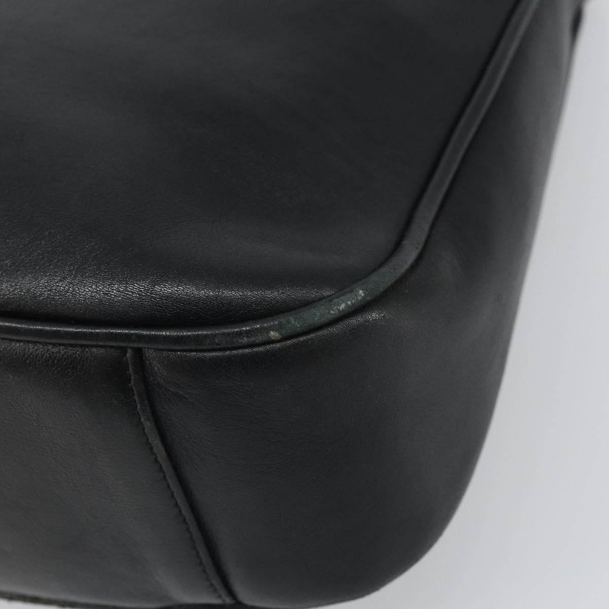 GUCCI Bamboo Hand Bag Leather Black Gold Auth bs33028