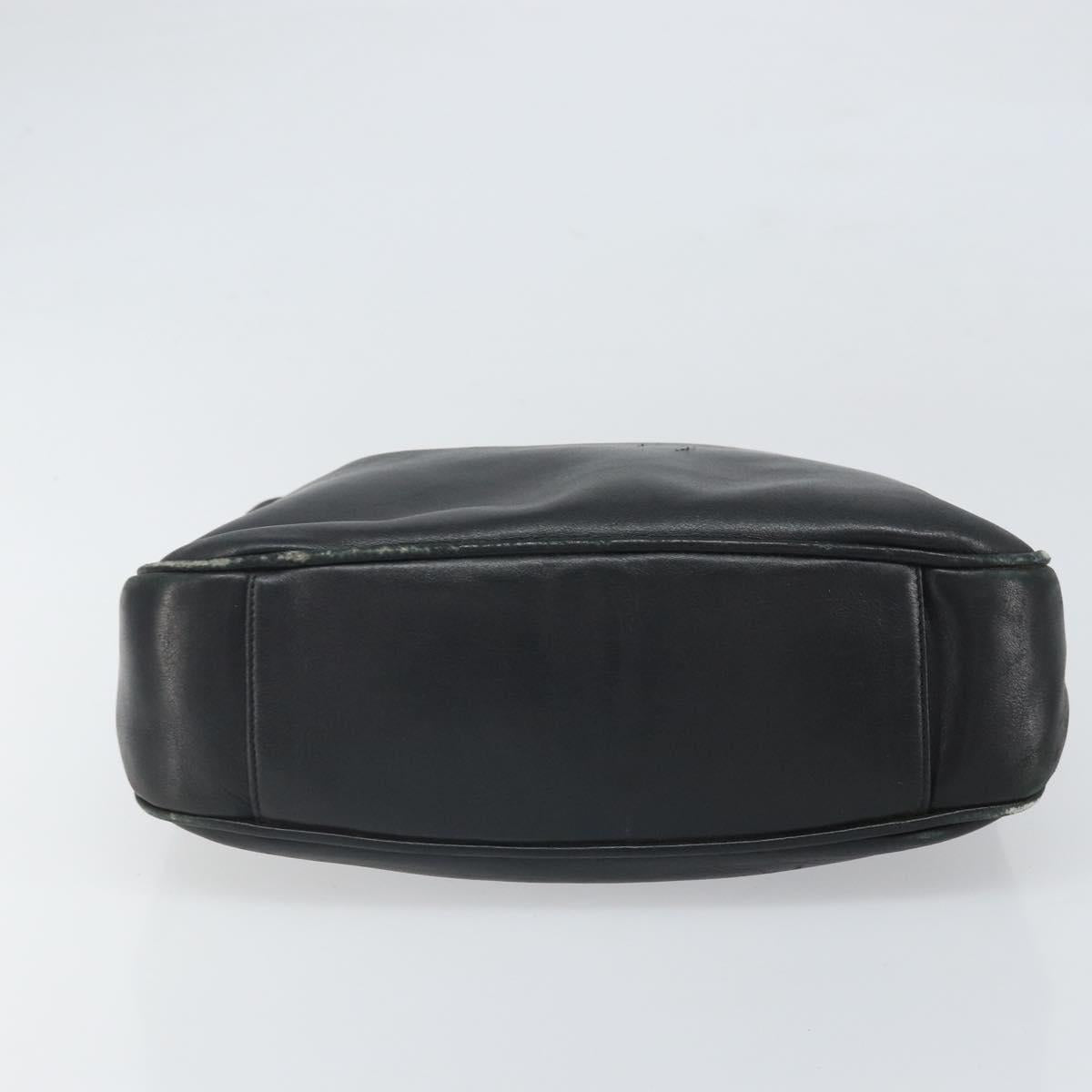 GUCCI Bamboo Hand Bag Leather Black Gold Auth bs33028