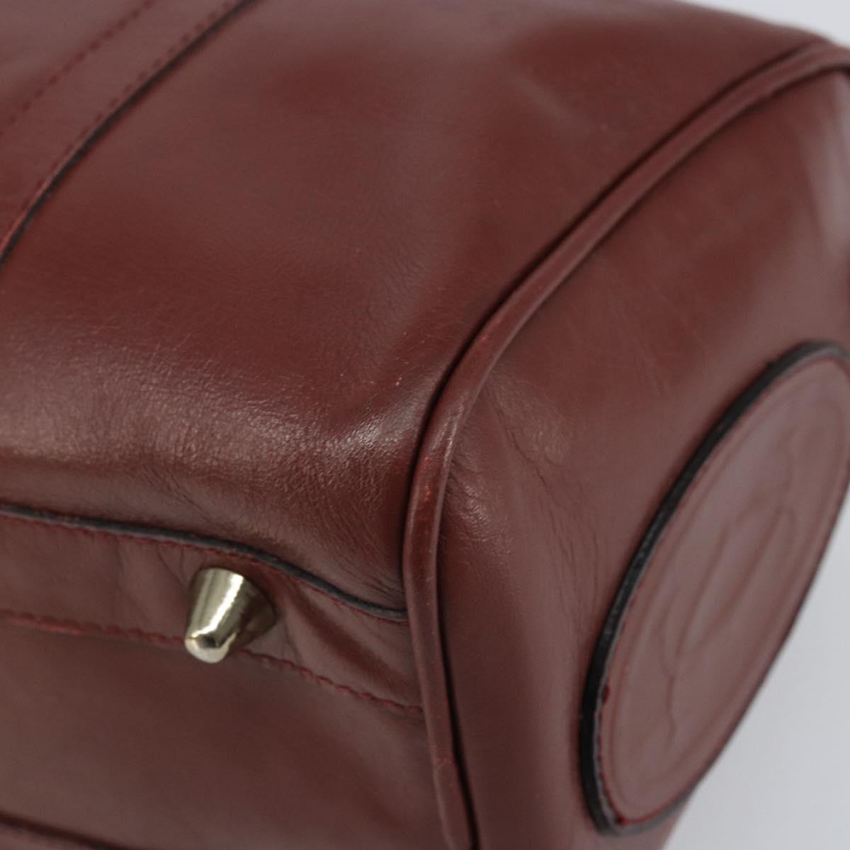 CARTIER Must Line Hand Bag Leather Bordeaux Gold Auth bs33037