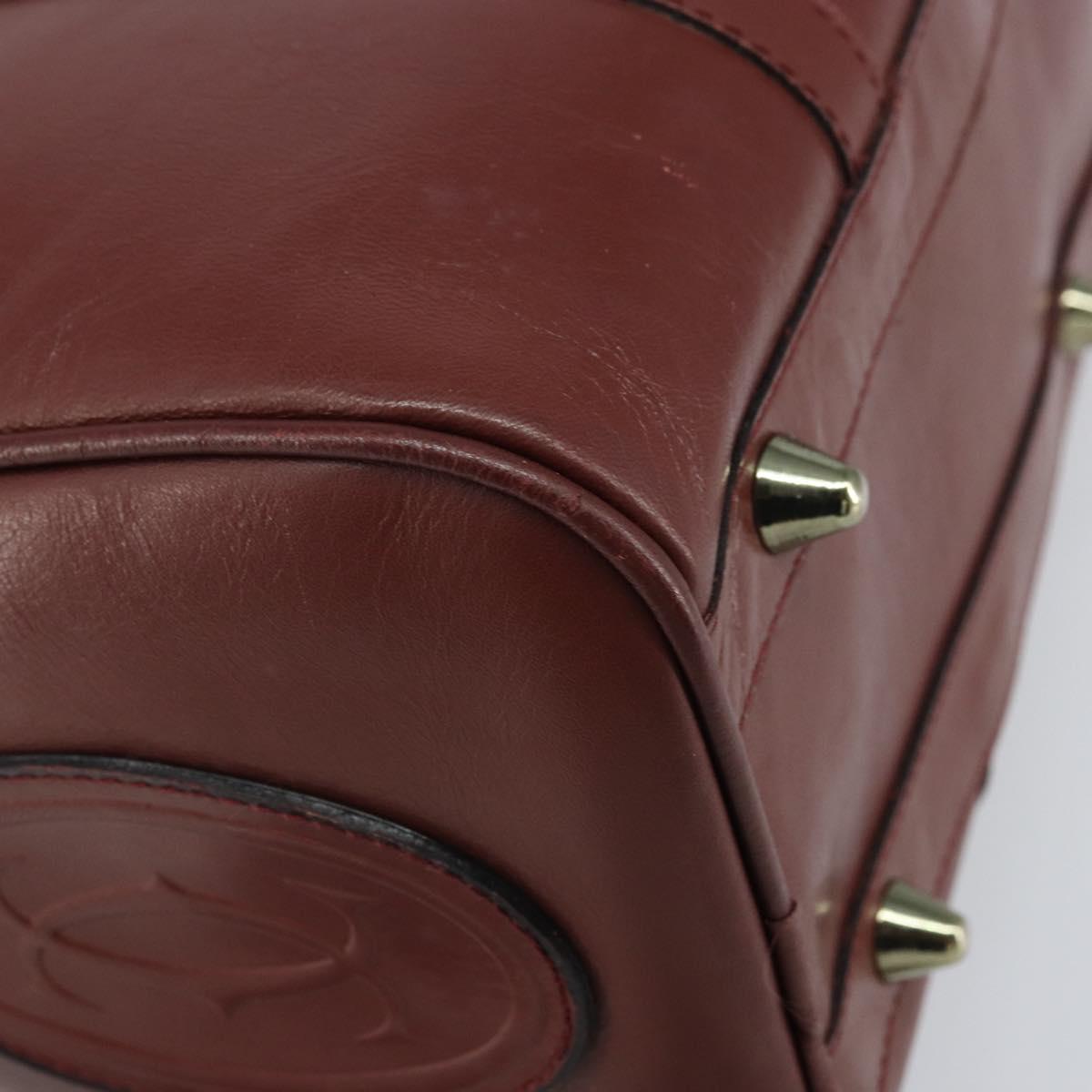 CARTIER Must Line Hand Bag Leather Bordeaux Gold Auth bs33037