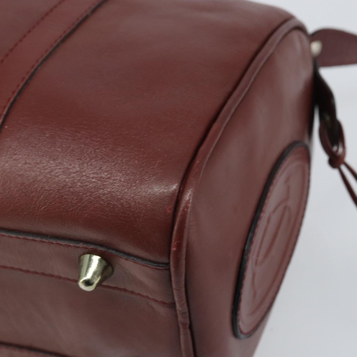 CARTIER Must Line Hand Bag Leather Bordeaux Gold Auth bs33037
