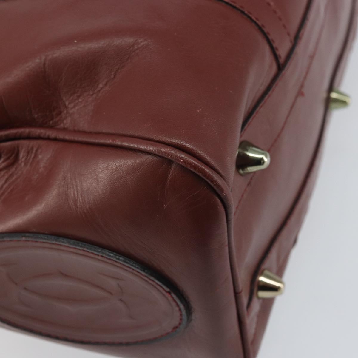 CARTIER Must Line Hand Bag Leather Bordeaux Gold Auth bs33037