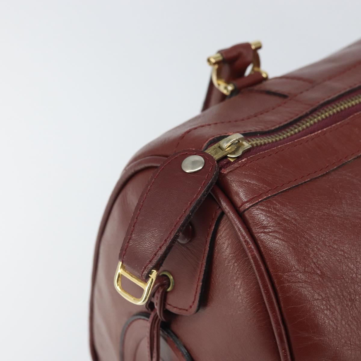 CARTIER Must Line Hand Bag Leather Bordeaux Gold Auth bs33037