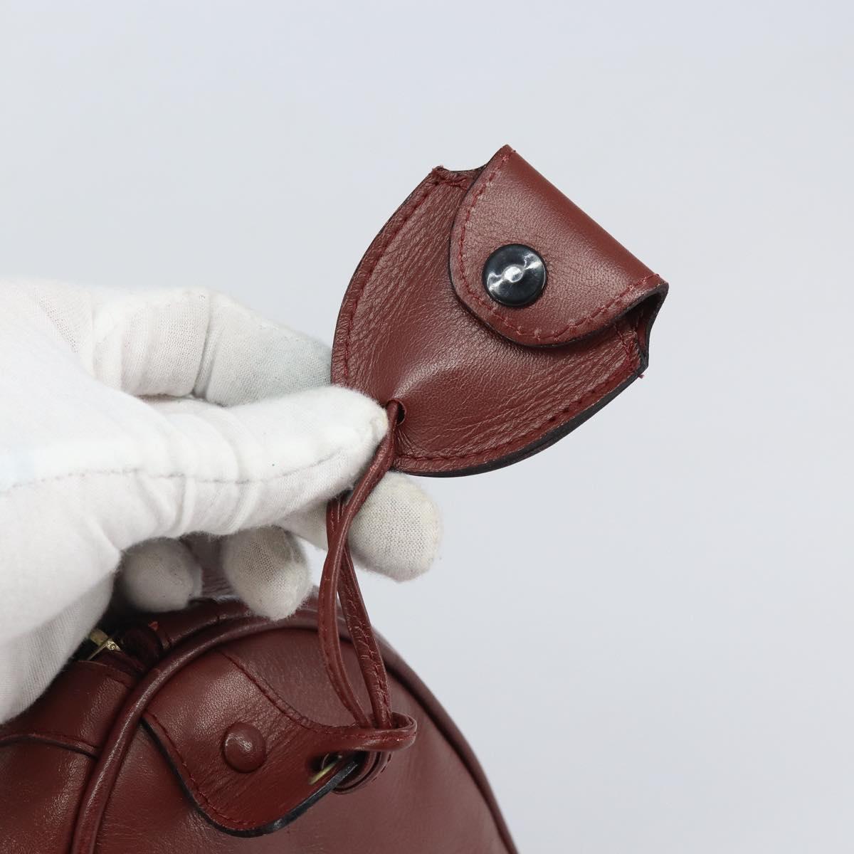 CARTIER Must Line Hand Bag Leather Bordeaux Gold Auth bs33037