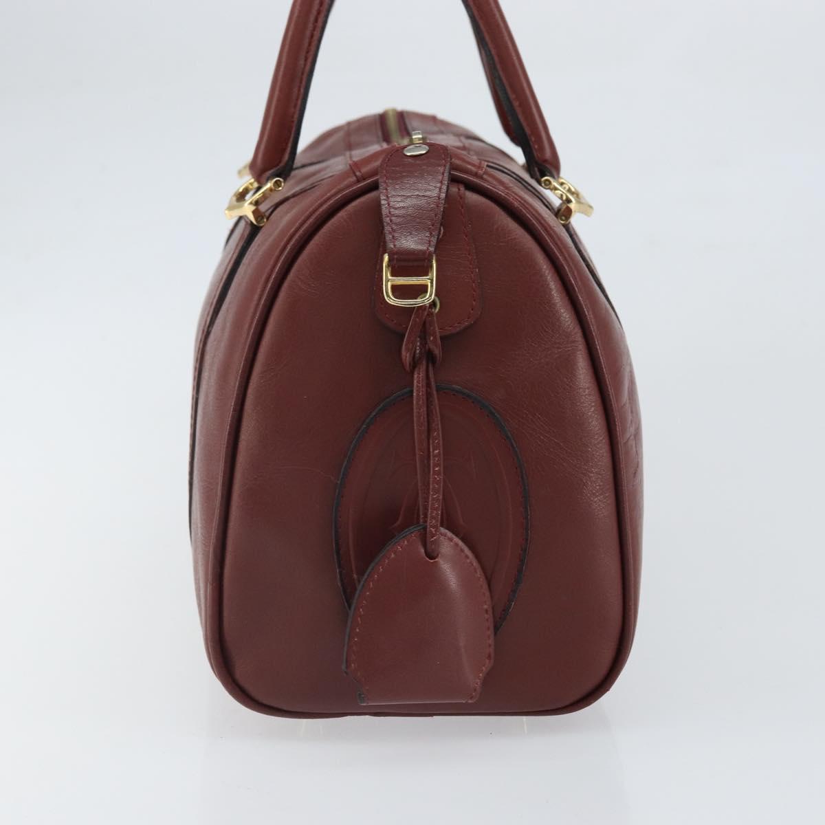 CARTIER Must Line Hand Bag Leather Bordeaux Gold Auth bs33037