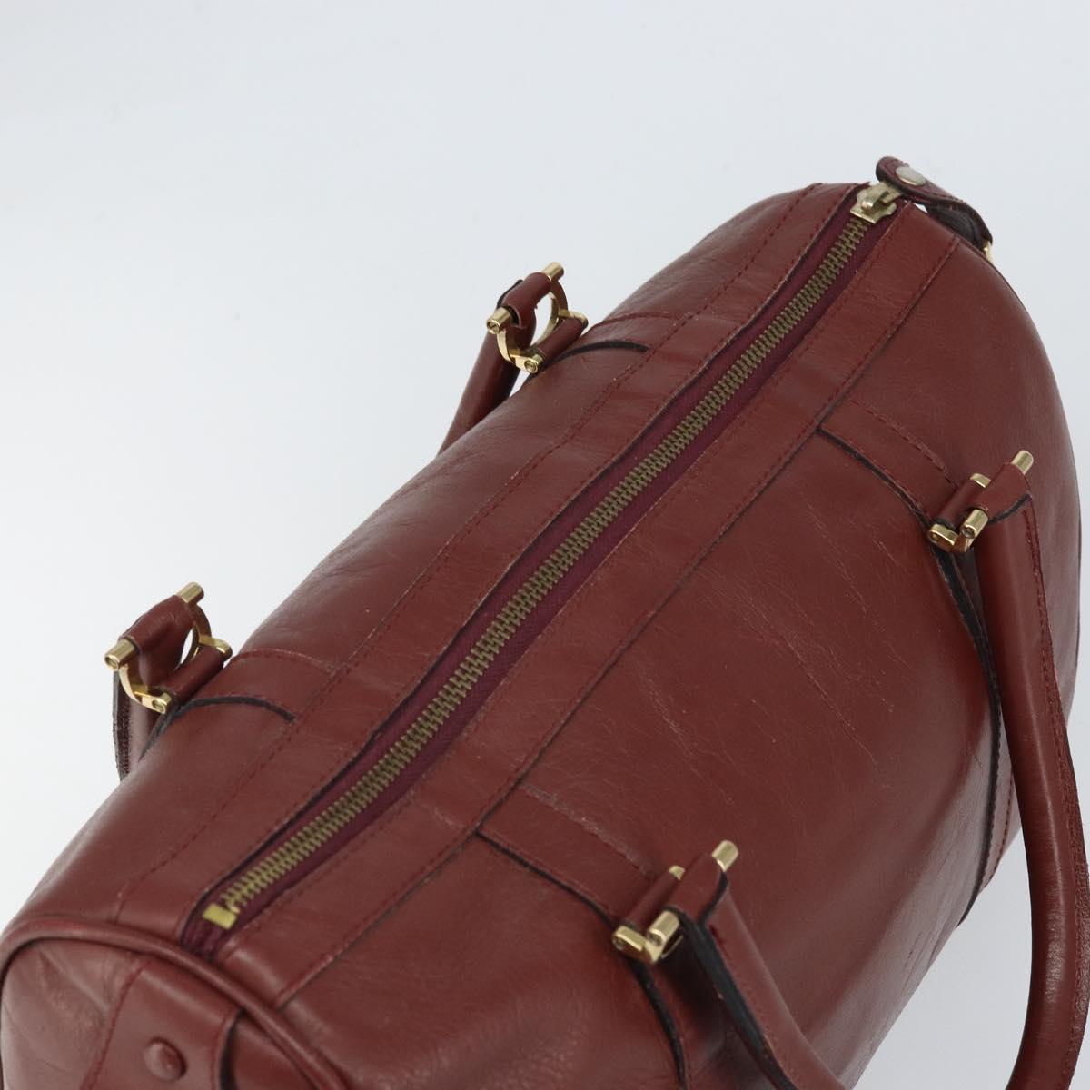 CARTIER Must Line Hand Bag Leather Bordeaux Gold Auth bs33037