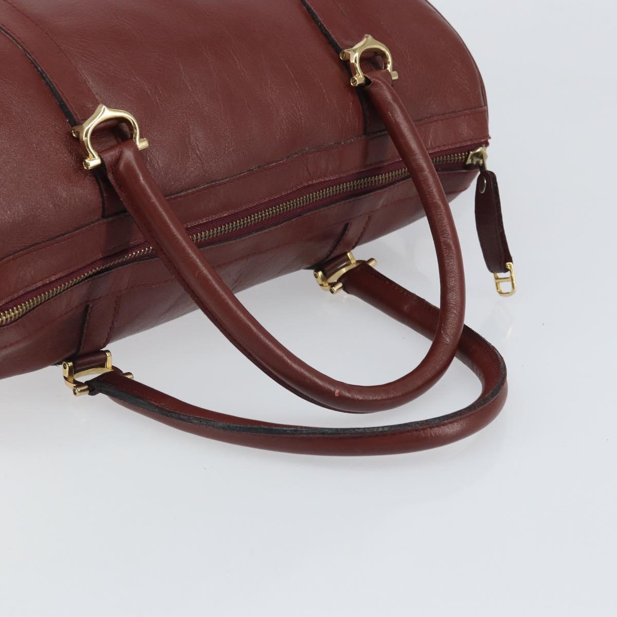 CARTIER Must Line Hand Bag Leather Bordeaux Gold Auth bs33037