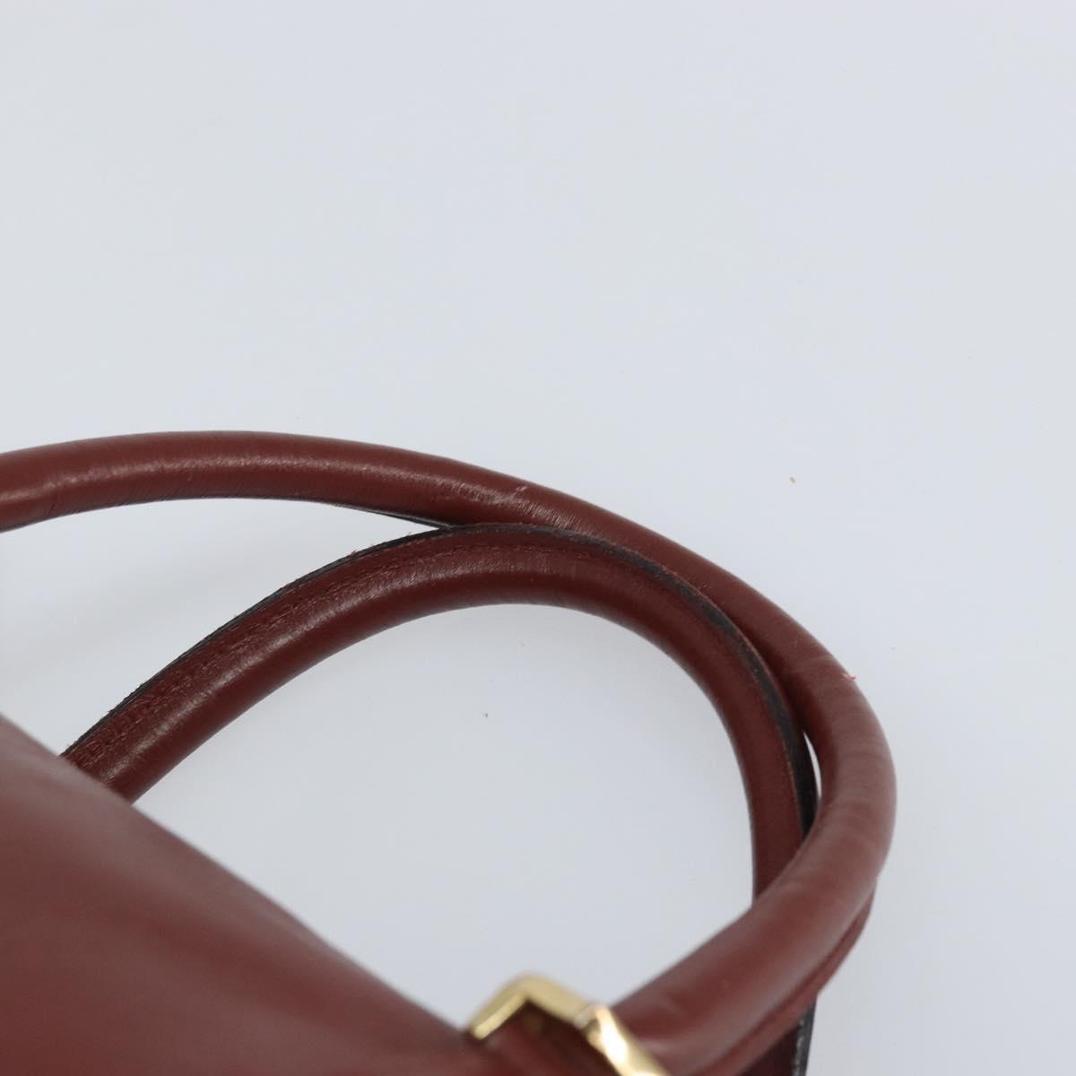 CARTIER Must Line Hand Bag Leather Bordeaux Gold Auth bs33037