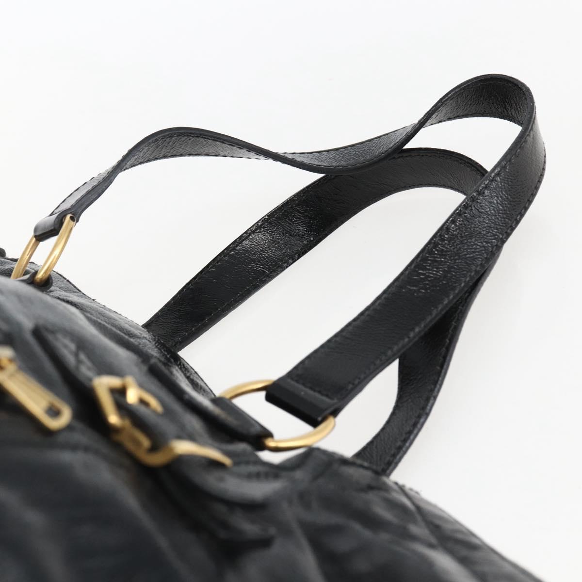 SAINT LAURENT Tote Bag Patent leather Black Gold 175884 Auth bs33038