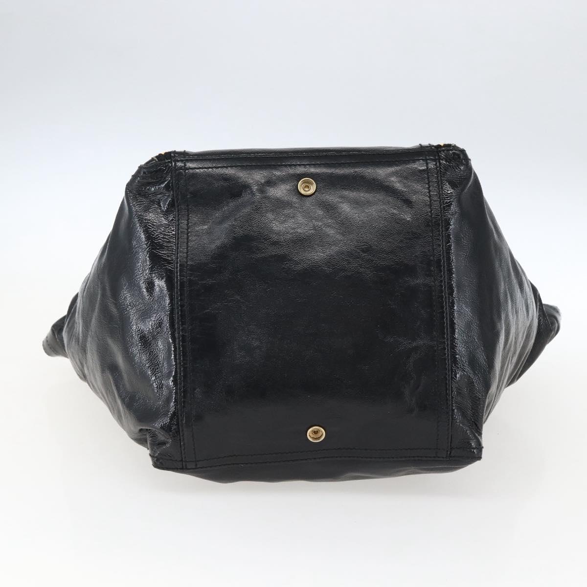 SAINT LAURENT Tote Bag Patent leather Black Gold 175884 Auth bs33038