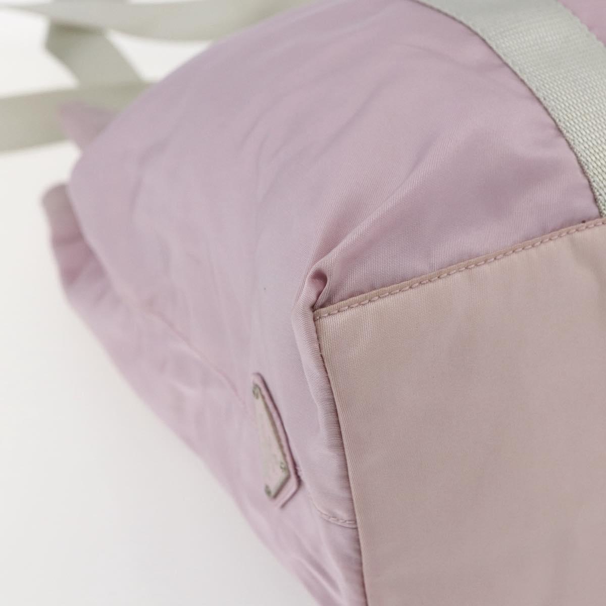 PRADA Tote Bag Nylon Pink Silver Auth bs33040