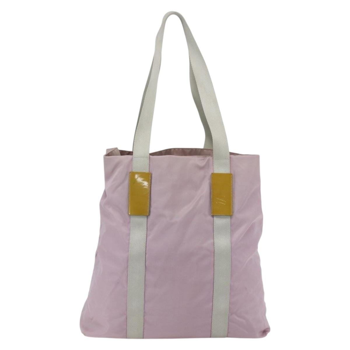 PRADA Tote Bag Nylon Pink Silver Auth bs33040