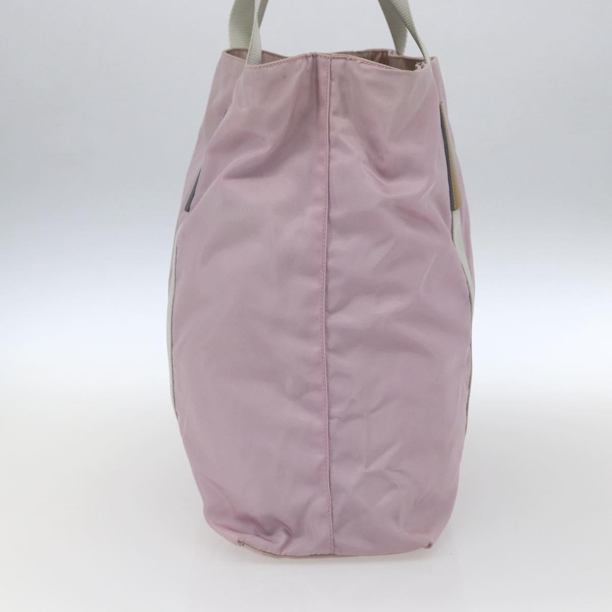 PRADA Tote Bag Nylon Pink Silver Auth bs33040