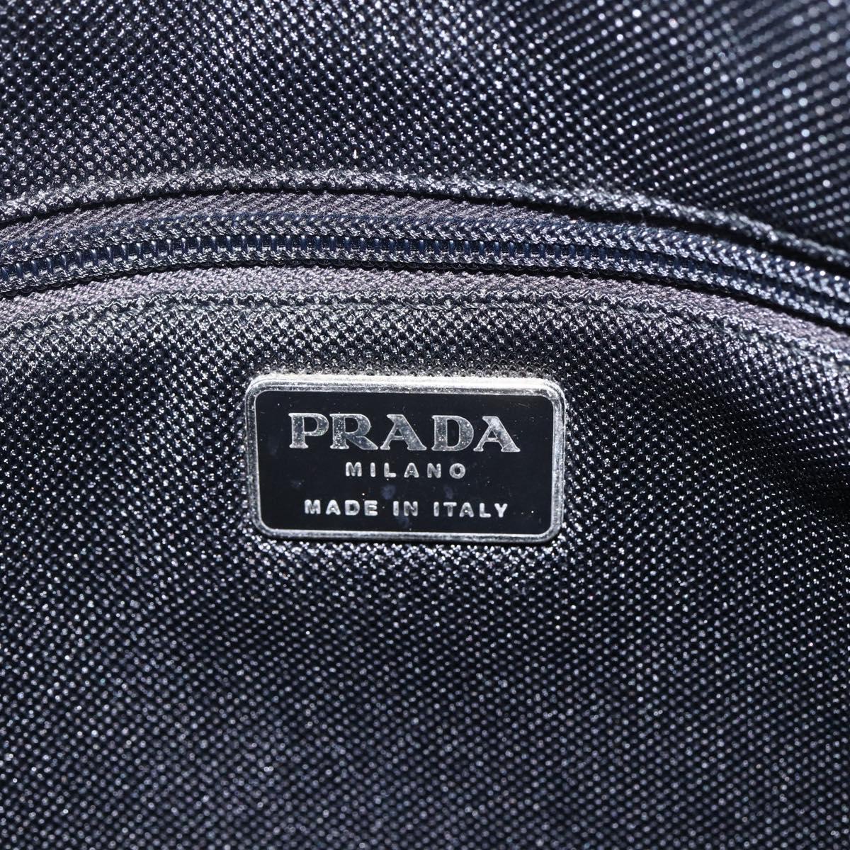 PRADA Tote Bag Nylon Cream Silver Auth bs33042