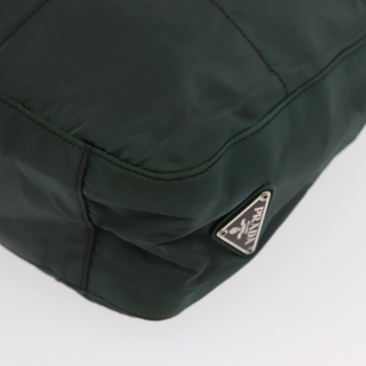 PRADA Tote Bag Nylon Khaki Silver Auth bs33043