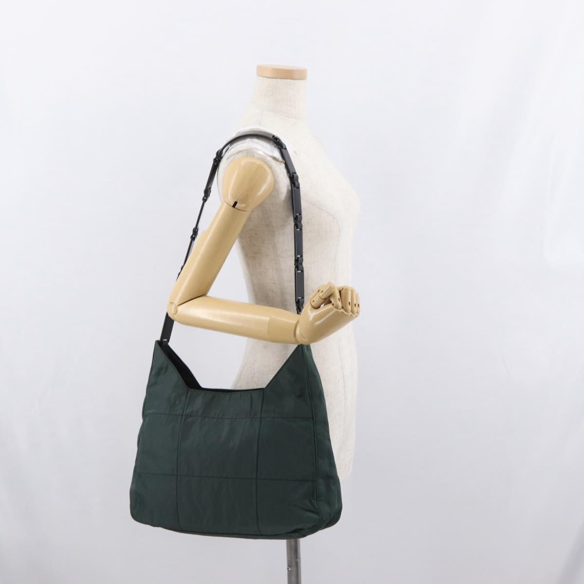 PRADA Tote Bag Nylon Khaki Silver Auth bs33043