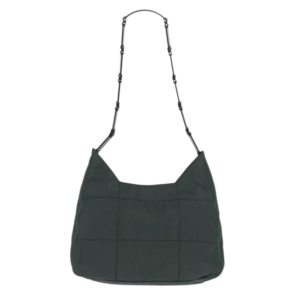 PRADA Tote Bag Nylon Khaki Silver Auth bs33043