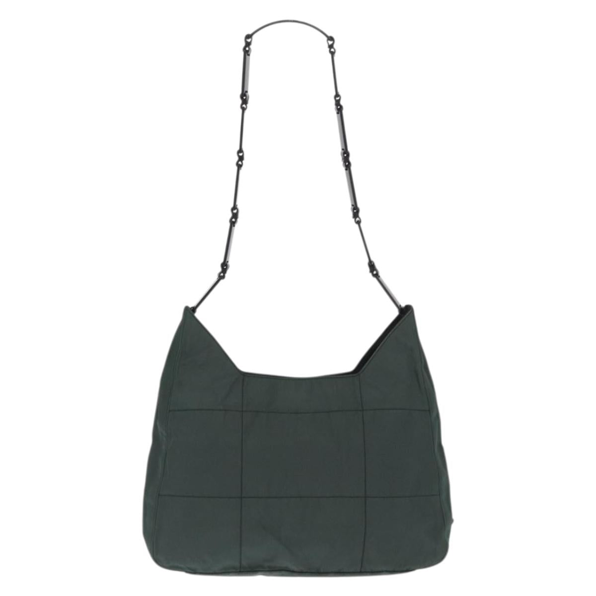 PRADA Tote Bag Nylon Khaki Silver Auth bs33043