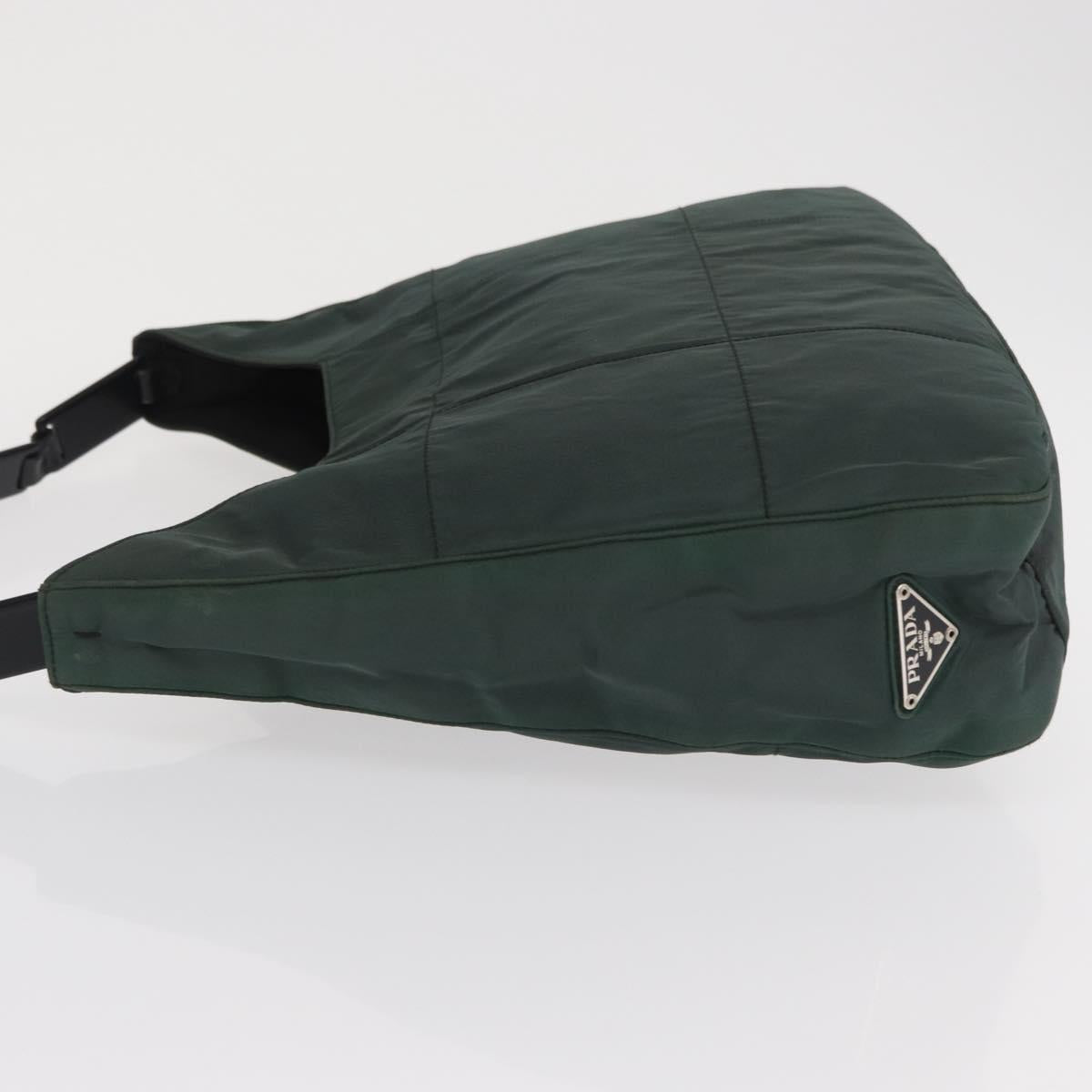 PRADA Tote Bag Nylon Khaki Silver Auth bs33043