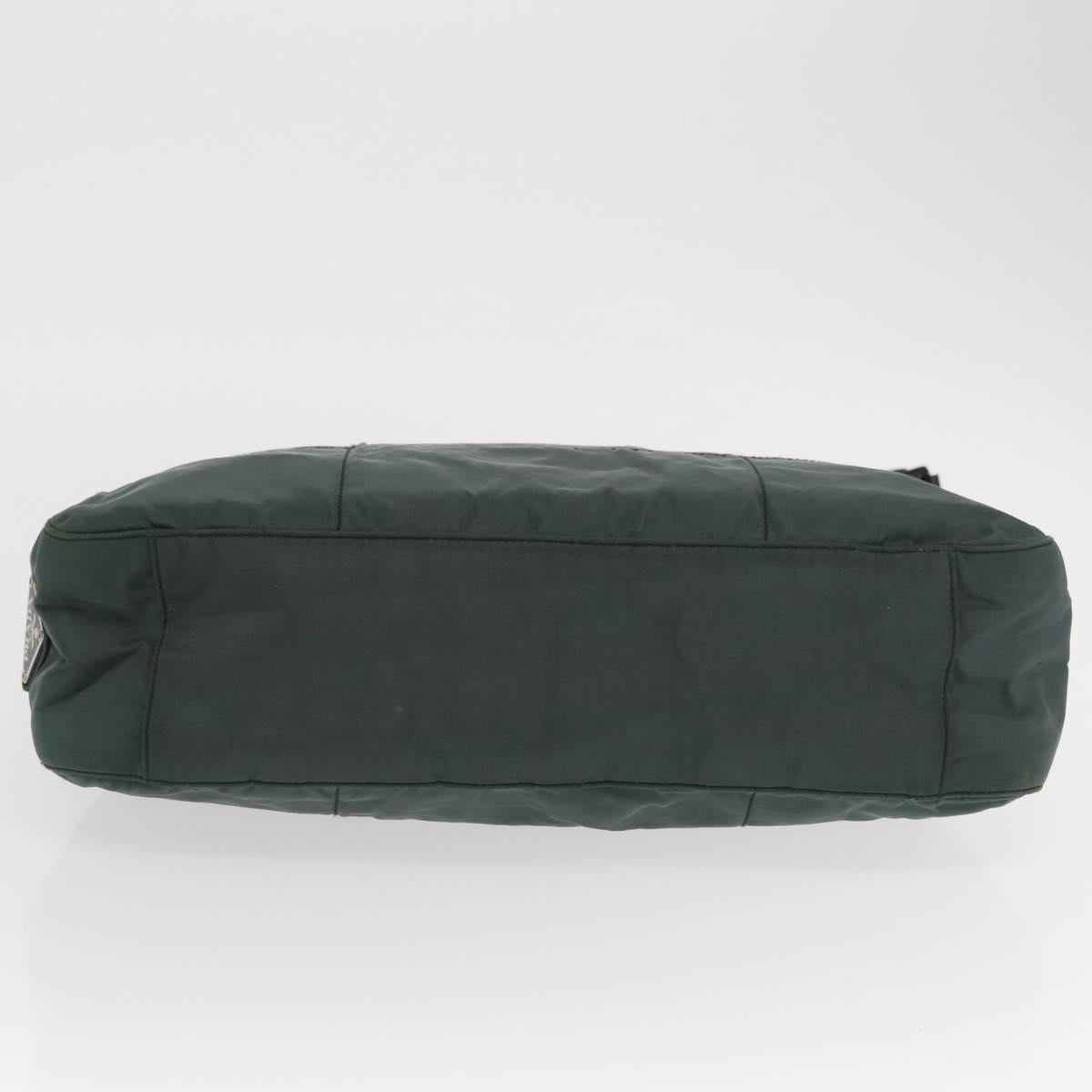 PRADA Tote Bag Nylon Khaki Silver Auth bs33043