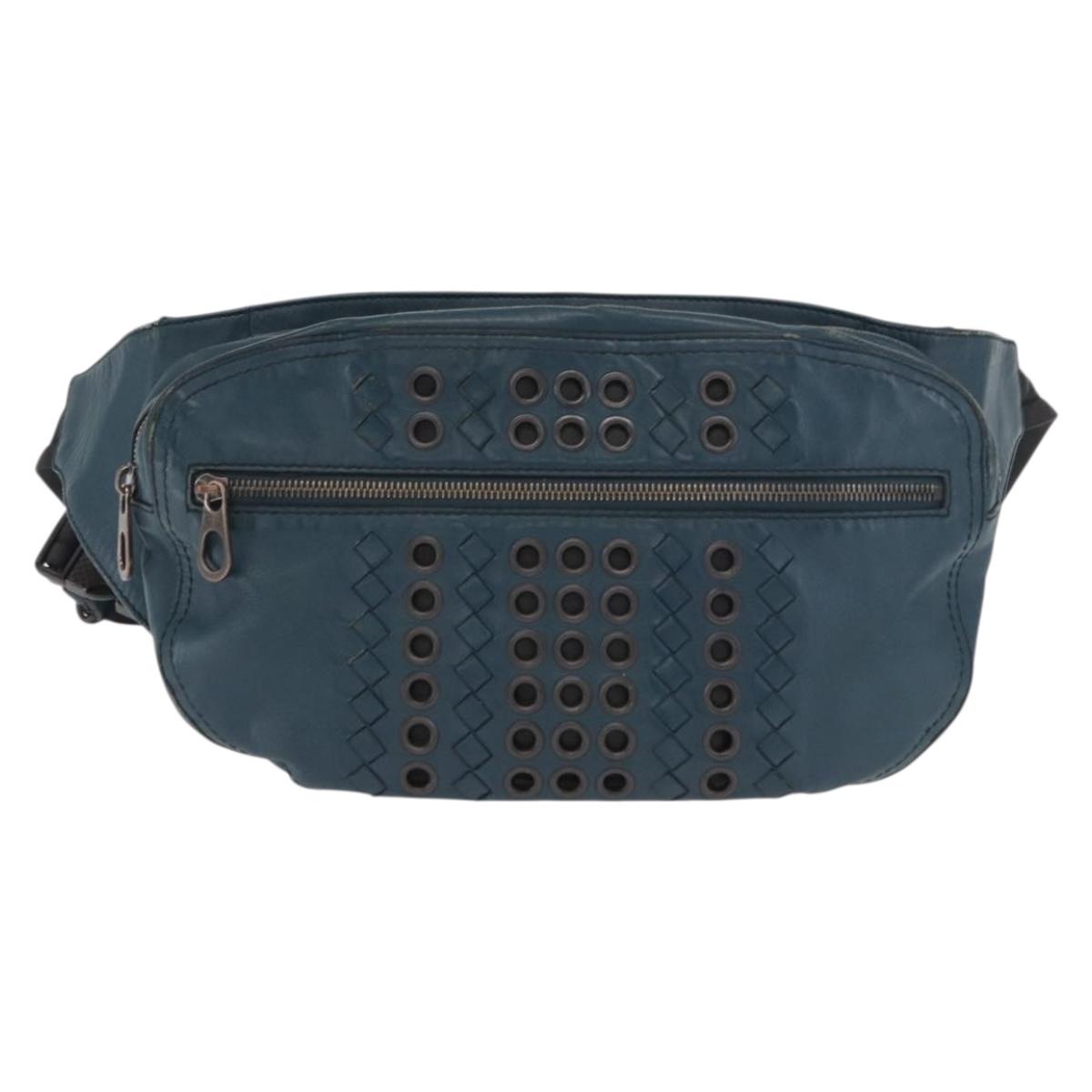 BOTTEGA VENETA INTRECCIATO Body Bag Leather Blue Auth bs33047