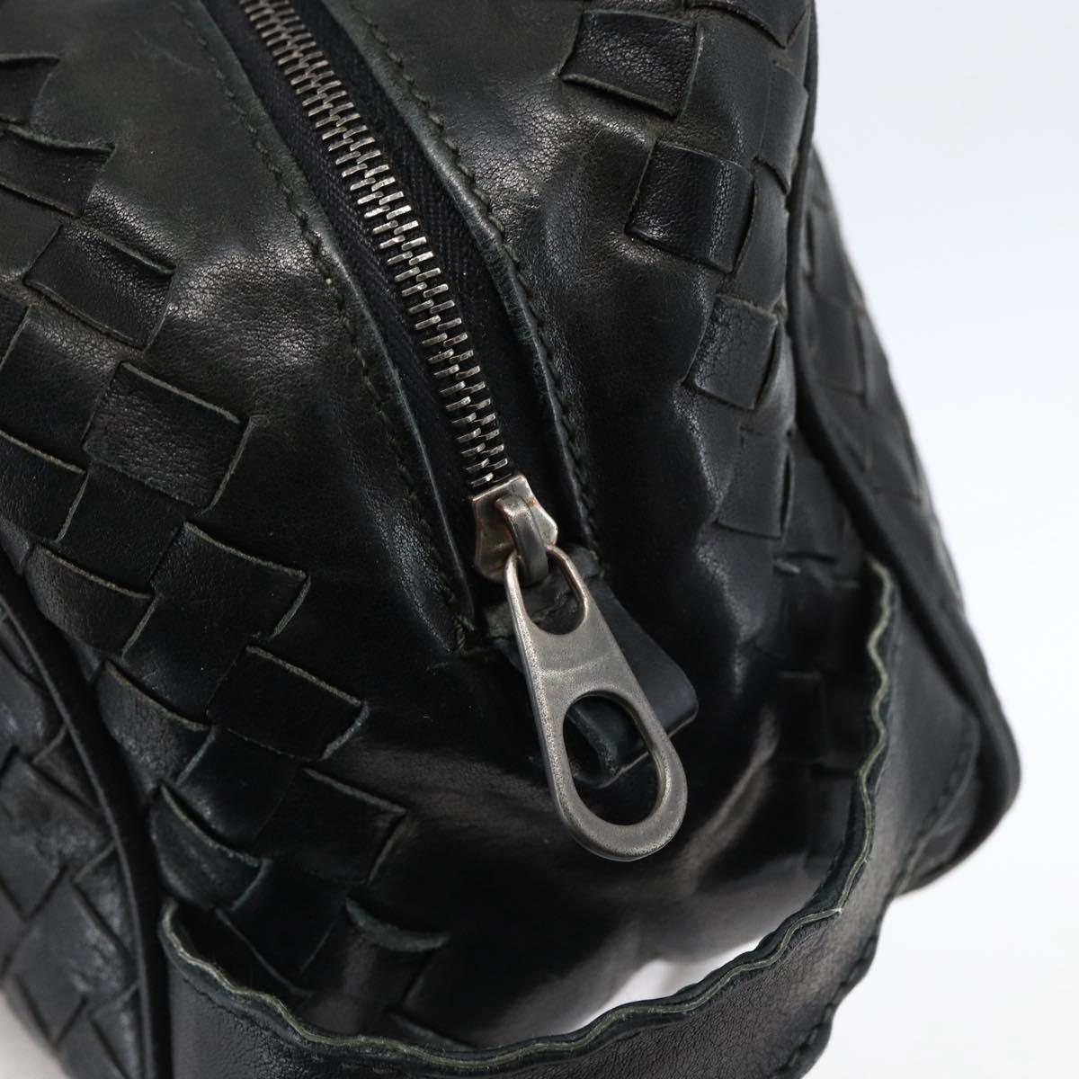 BOTTEGA VENETA INTRECCIATO Clutch Bag Leather Black 174361 Auth bs33052