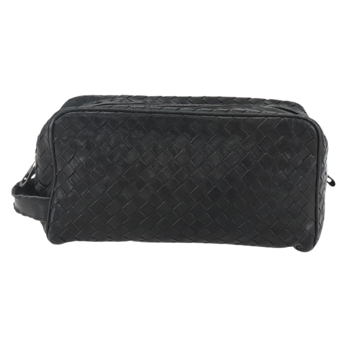 BOTTEGA VENETA INTRECCIATO Clutch Bag Leather Black 174361 Auth bs33052