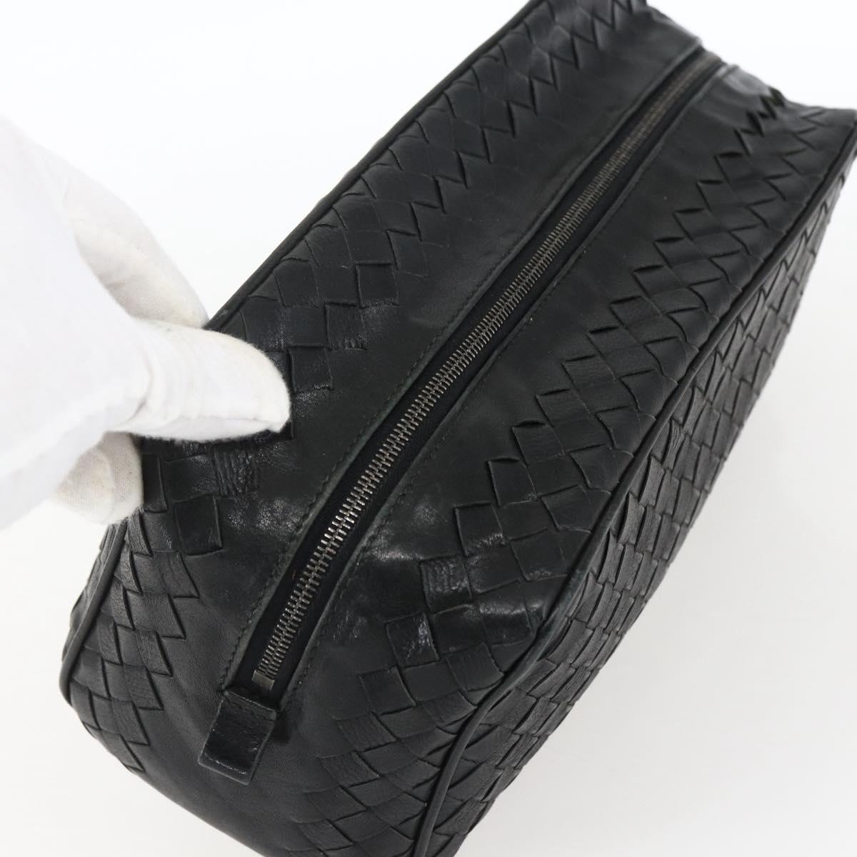 BOTTEGA VENETA INTRECCIATO Clutch Bag Leather Black 174361 Auth bs33052