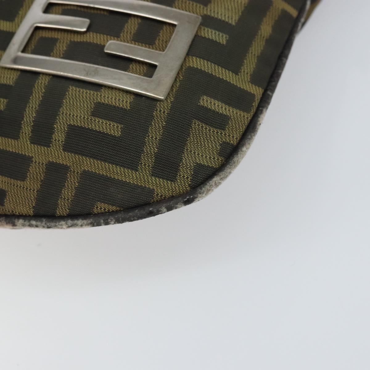 FENDI Zucca Canvas Hand Bag Brown Black Silver Auth bs33057