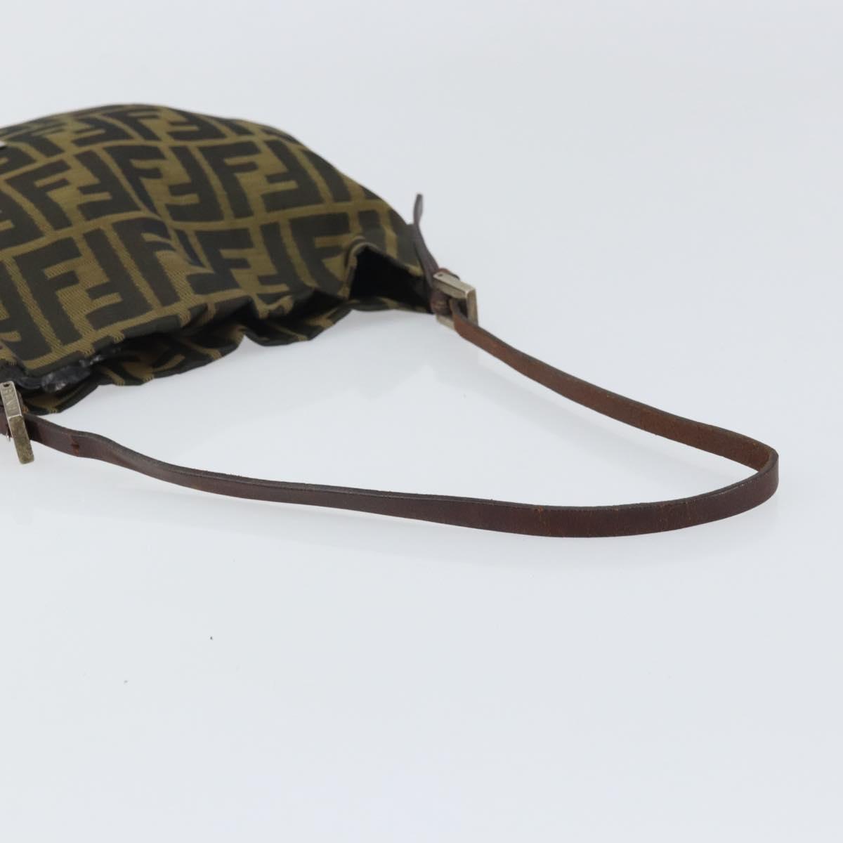 FENDI Zucca Canvas Hand Bag Brown Black Silver Auth bs33057