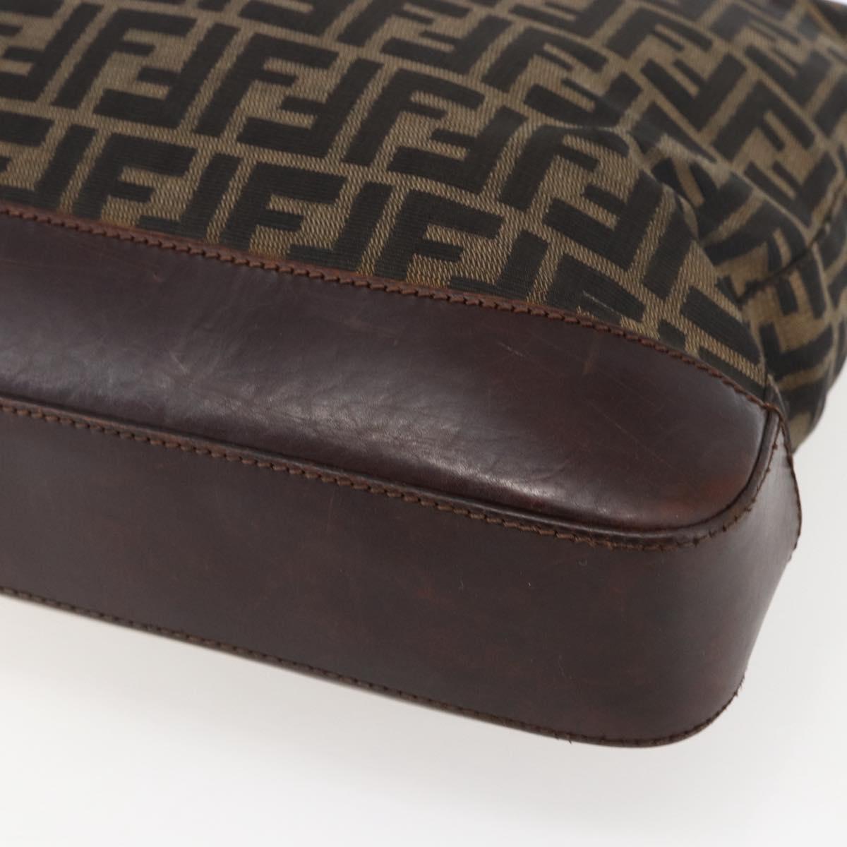 FENDI Zucca Canvas Tote Bag Brown Black Auth bs33058