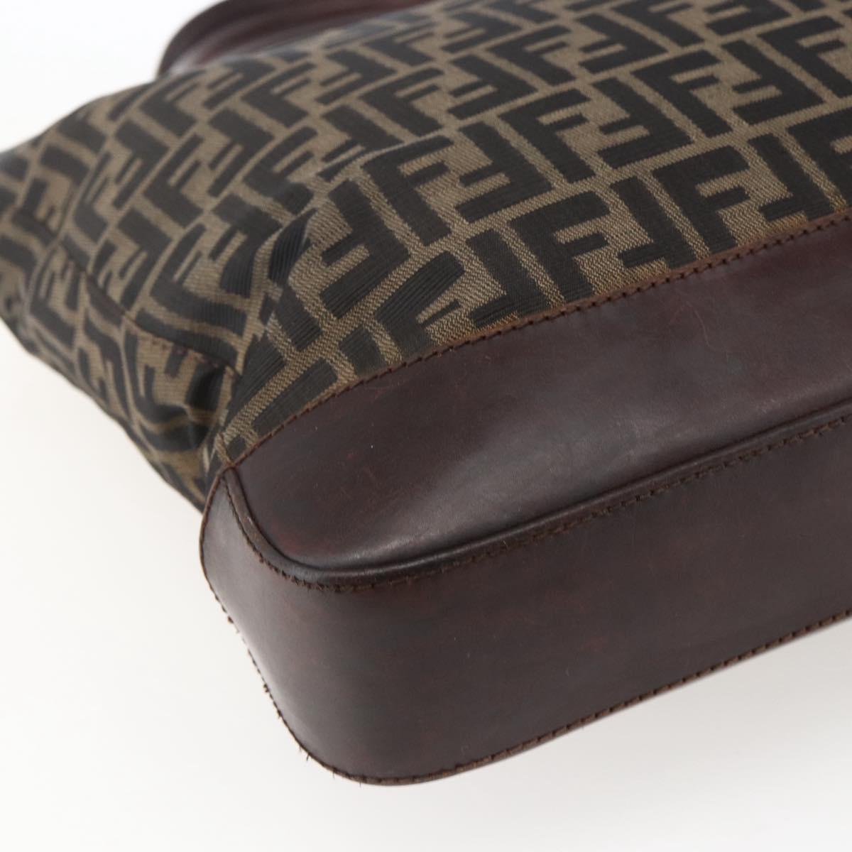 FENDI Zucca Canvas Tote Bag Brown Black Auth bs33058