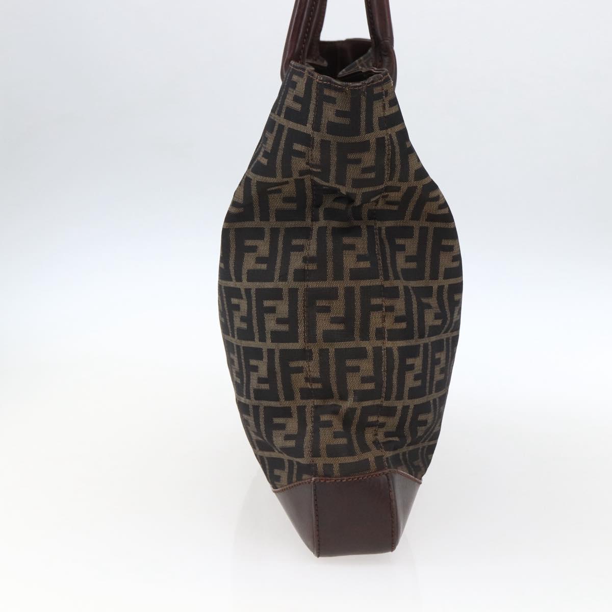 FENDI Zucca Canvas Tote Bag Brown Black Auth bs33058