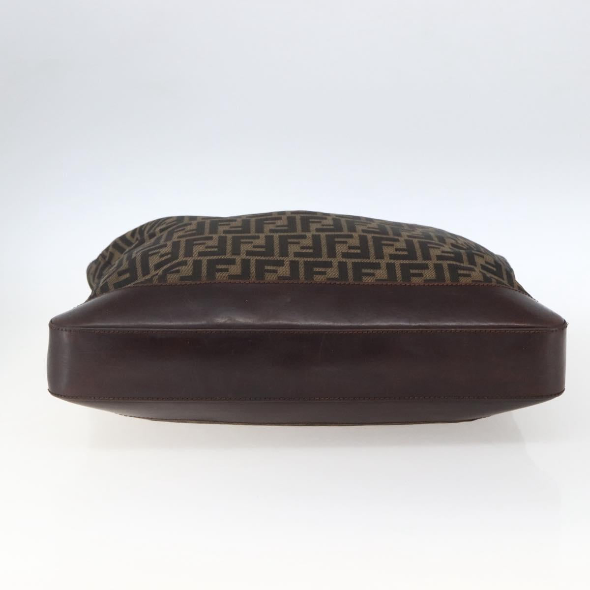 FENDI Zucca Canvas Tote Bag Brown Black Auth bs33058