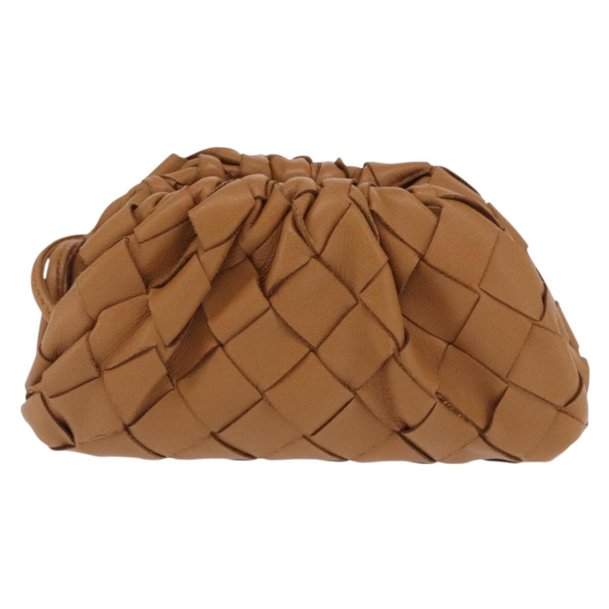 BOTTEGA VENETA INTRECCIATO Pouch Leather Beige Auth bs33059V