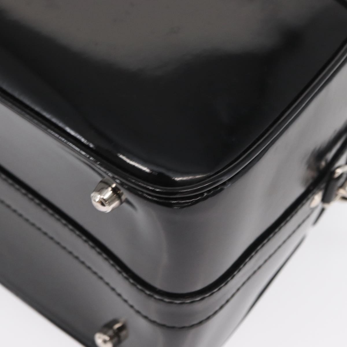 GUCCI Bamboo Vanity Hand Bag Patent 2way Black Silver 013 122 2491 Auth bs33063