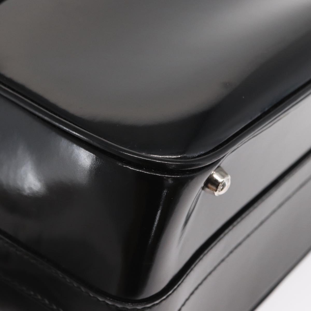 GUCCI Bamboo Vanity Hand Bag Patent 2way Black Silver 013 122 2491 Auth bs33063