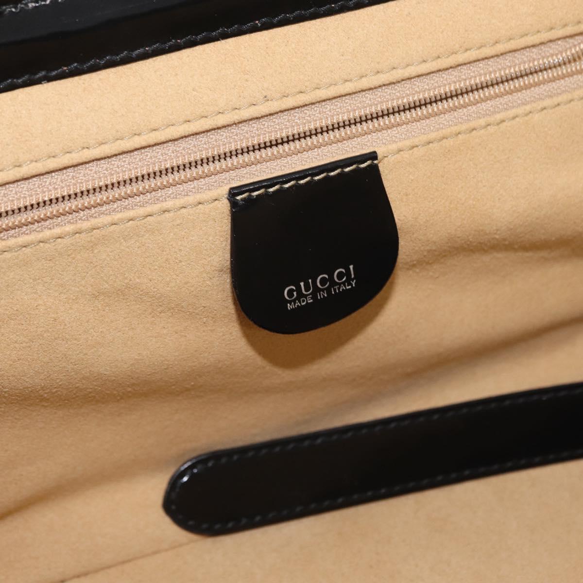 GUCCI Bamboo Vanity Hand Bag Patent 2way Black Silver 013 122 2491 Auth bs33063