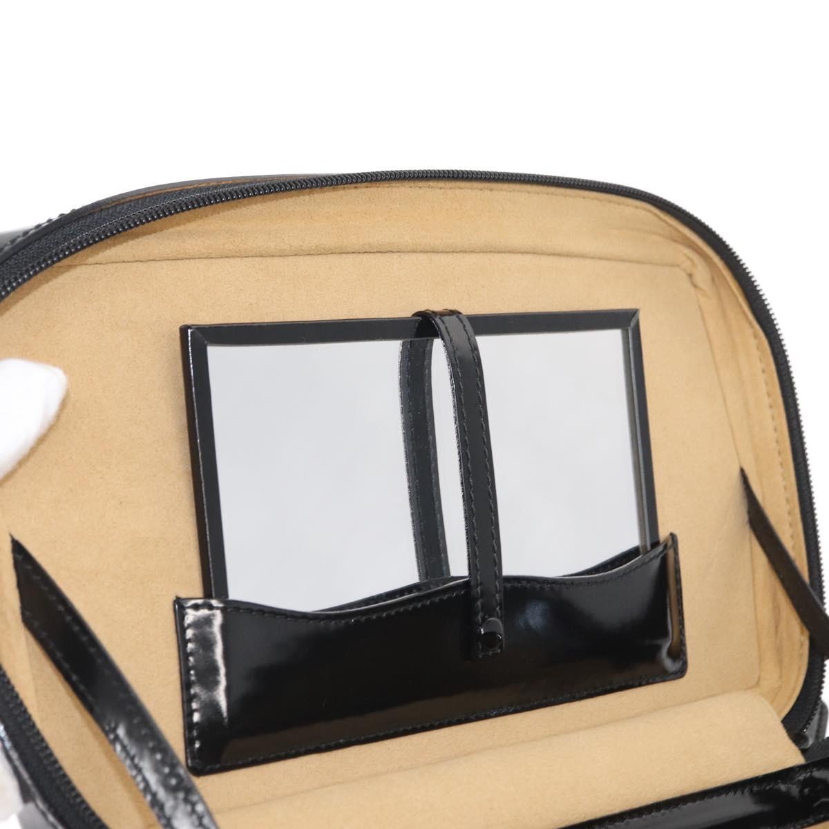GUCCI Bamboo Vanity Hand Bag Patent 2way Black Silver 013 122 2491 Auth bs33063