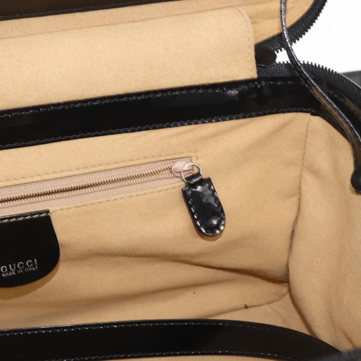 GUCCI Bamboo Vanity Hand Bag Patent 2way Black Silver 013 122 2491 Auth bs33063