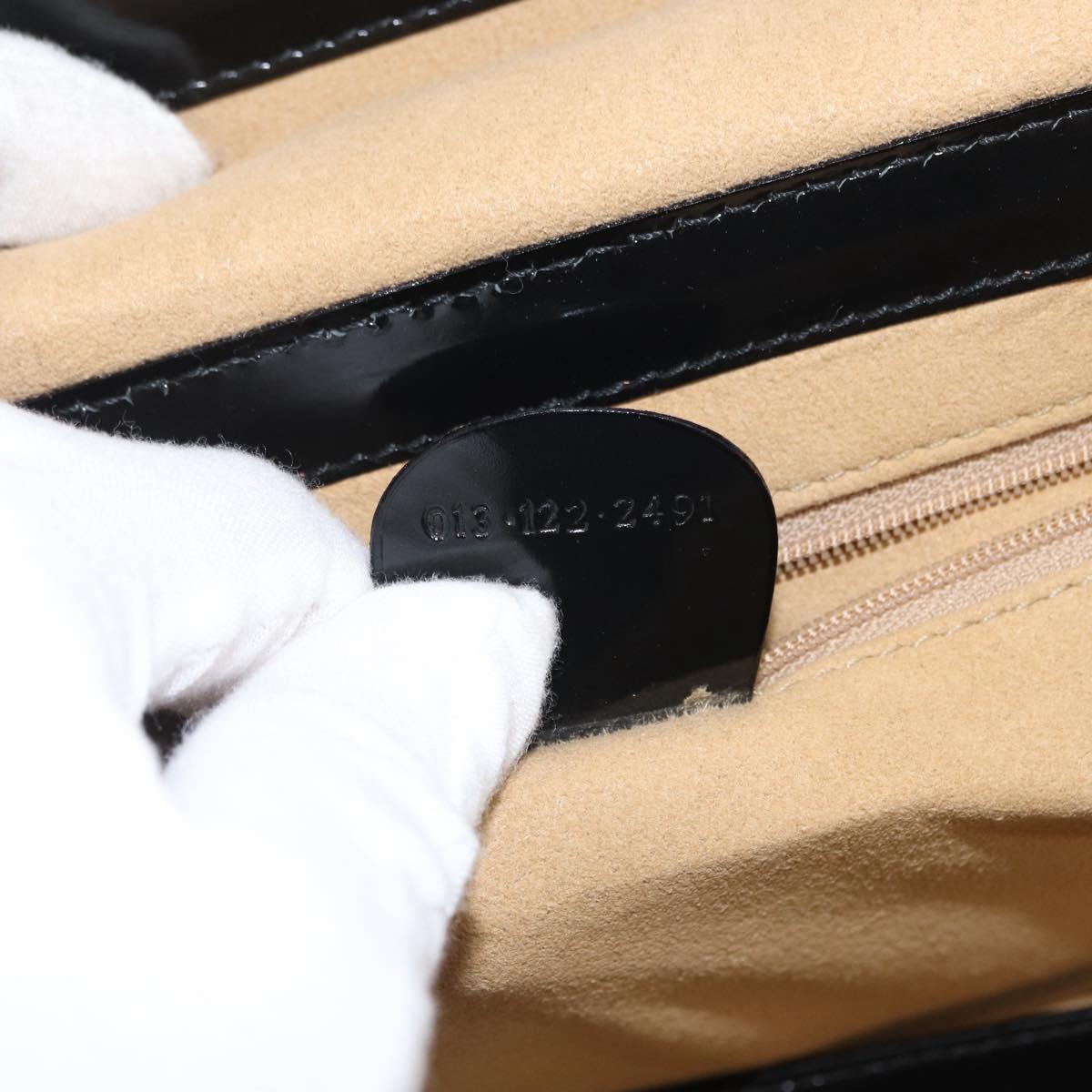 GUCCI Bamboo Vanity Hand Bag Patent 2way Black Silver 013 122 2491 Auth bs33063