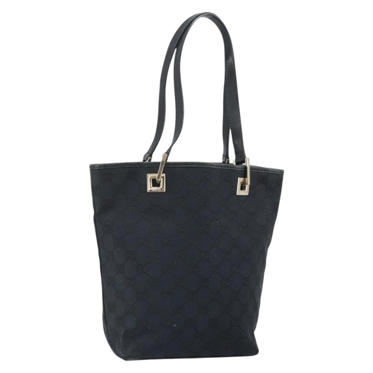 GUCCI GG Canvas Hand Bag Black Gold 002 1099 Auth bs33065