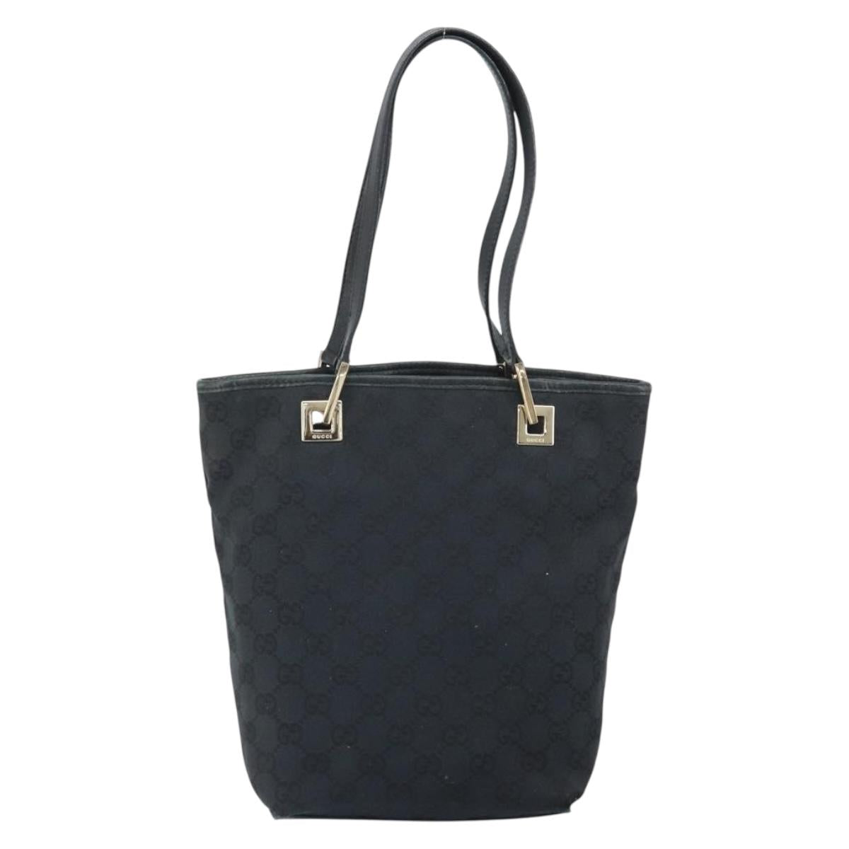 GUCCI GG Canvas Hand Bag Black Gold 002 1099 Auth bs33065