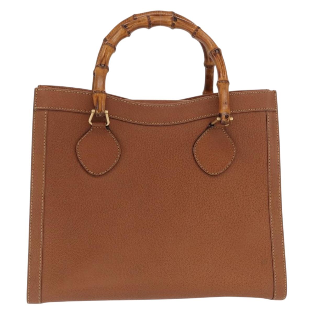 GUCCI Bamboo Hand Bag Leather Brown Gold 002 2853 02600 Auth bs33066