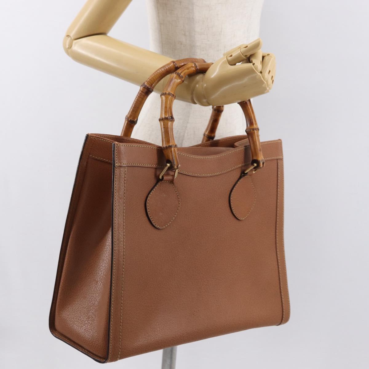 GUCCI Bamboo Hand Bag Leather Brown Gold 002 2853 02600 Auth bs33066