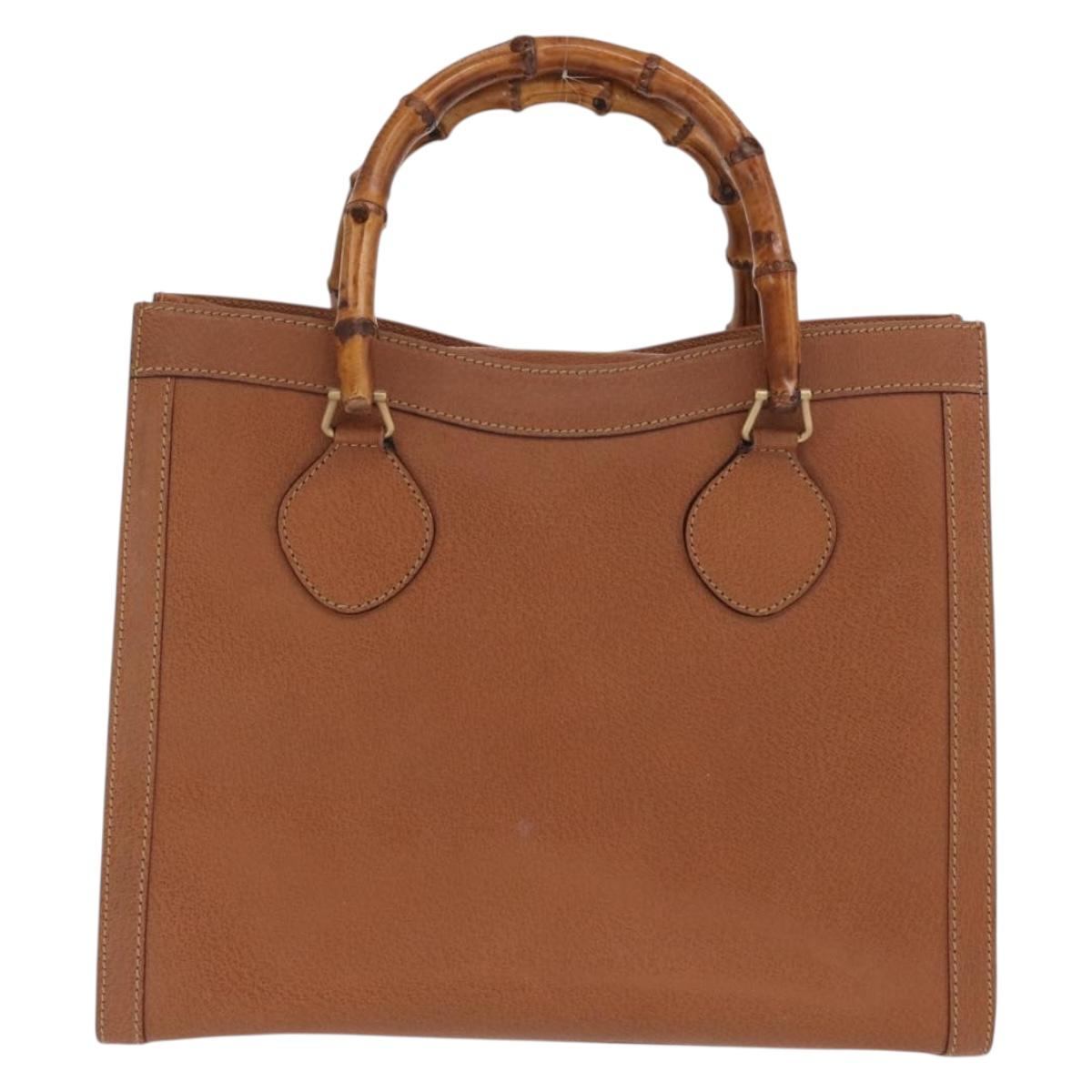 GUCCI Bamboo Hand Bag Leather Brown Gold 002 2853 02600 Auth bs33066