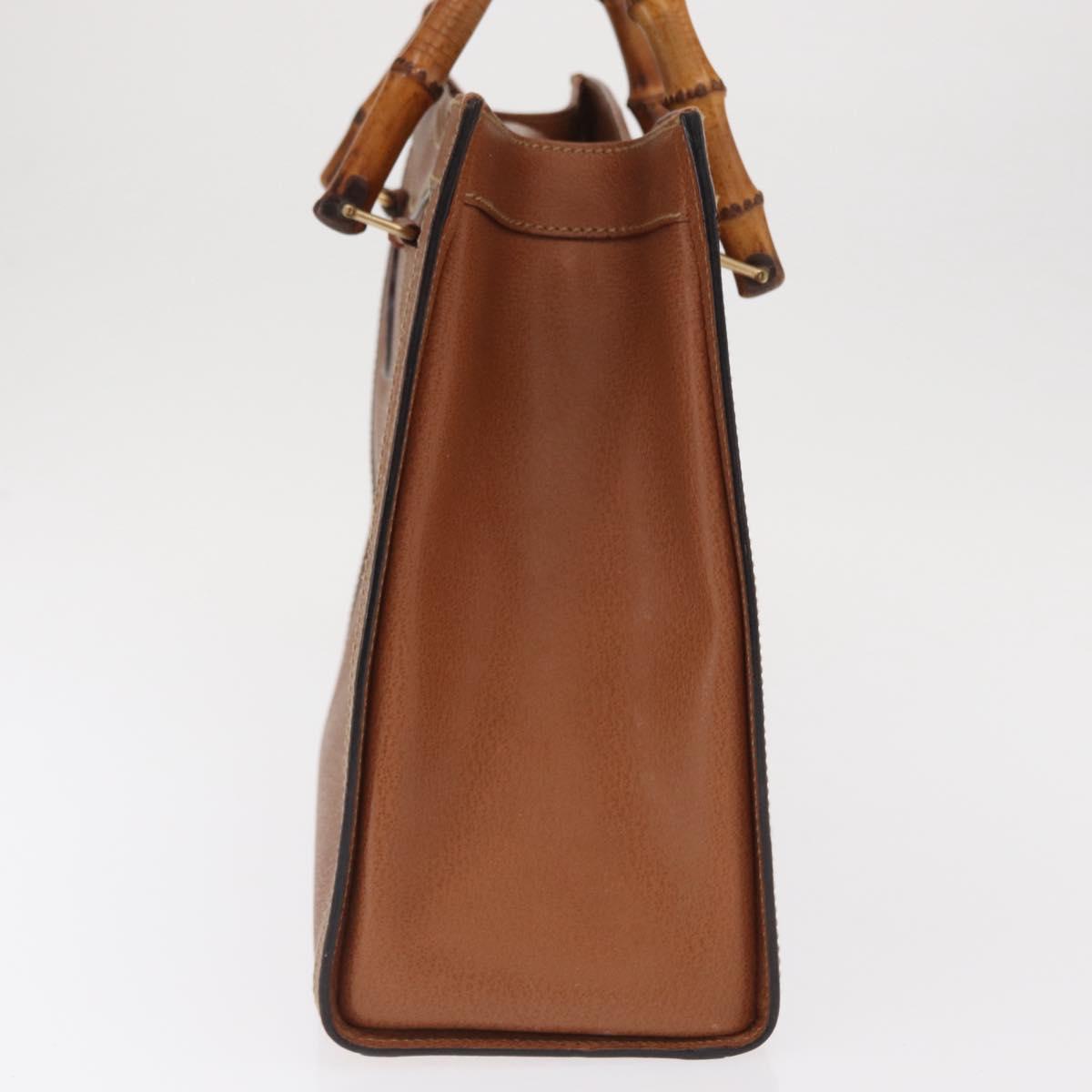 GUCCI Bamboo Hand Bag Leather Brown Gold 002 2853 02600 Auth bs33066